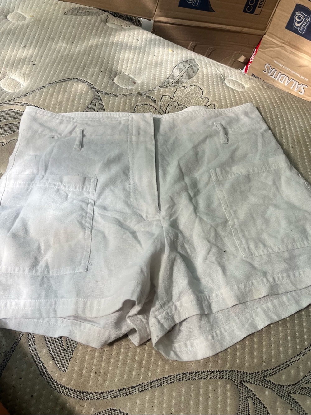 Women's White Casual Pocket Shorts